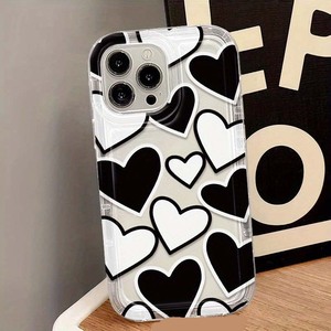 Nero <span class=keywords><strong>bianco</strong></span> amore cuore stampa ammortizzatore Anti-caduta paraurti TPU custodia per telefono cellulare per <span class=keywords><strong>Iphone</strong></span> <span class=keywords><strong>Xs</strong></span> 11 12 13 14 15 16 17 - Product Image 6