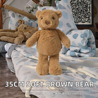 Jouet ours en peluche marron créatif de 35cm Poupée souple et moelleuse pour enfants Cadeau d'anniversaire brodé pour garçons et filles
