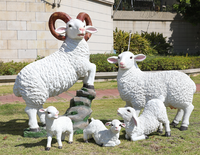 Sculpture animale décorative en fibre de verre, grande taille, art d'extérieur, Statue de mouton, pour les premiers ornements du jardin