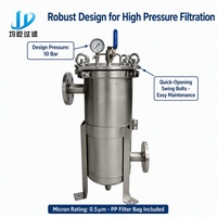 Vessel Filter Kantong SS304 Industri 10 Bar Diameter 219mm untuk Sistem Daur Ulang Oli Bekas