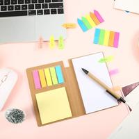 Bloc-notes promotionnel avec mémos adhésifs, marque-pages en kraft, blocs-notes personnalisés avec stylo et onglets d'indexation colorés, marque-pages de page