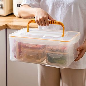 Oem Modern Portable Plastic Storage Box With Handle Crisper Sets for <b>Kitchen</b> Use Fruit Container for Picnics and Travel - Product Image 3