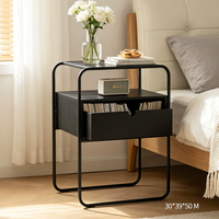 Table de chevet carrée de style crème, table d'appoint de luxe avec rangement pour magazines, pour salon, chambre à coucher