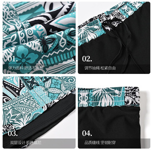 Short de bain à double couche à séchage rapide pour hommes, short de plage imprimé, taille adulte L, bleu, vert, jaune - Product Image 4