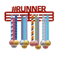 Support de trophée en métal avec lettres noires découpées au laser personnalisées, support de médaille sportive en métal, présentoir