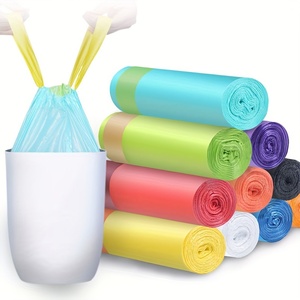 Free Tear Biodegradable Disposable Drawstring Garbage Bags with Odor Sealing Portable Plastic Trash Bin Liner Side Gusset Bag