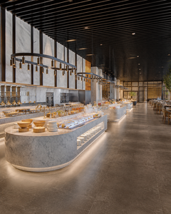 Mostrador de Buffet Personalizado para Hoteles de Lujo, Estación de Buffet Comercial Moderna de Mármol, Barra de Cocina en Vivo, Mobiliario para Restaurantes, Instalación Llave en Mano - Product Image 4