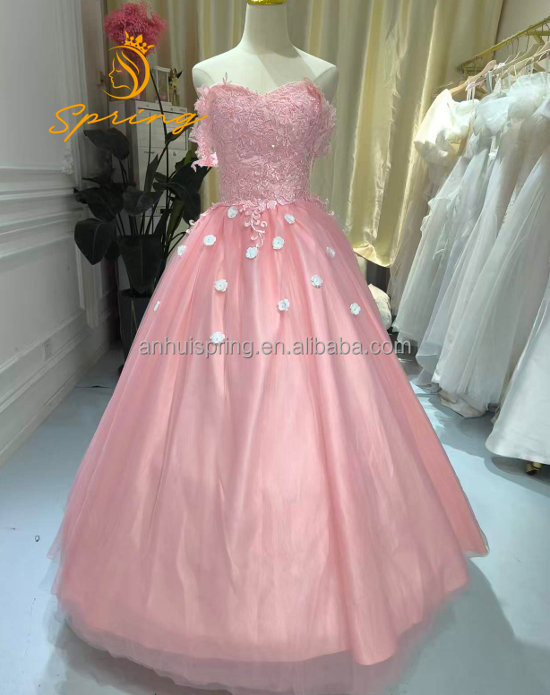 strapless open back dress V Neck Open Back Pink Lace Puffy Tulle Long Prom Dresses, Pink Lace Fo   Eip Collection