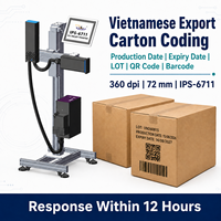 Imprimante PIJ 360 dpi 72 mm pour la production en lot et le codage de dates de péremption, de codes QR et de codes-barres sur les cartons d'exportation vietnamiens IPS-6711