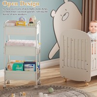 Chariot de rangement pour couches de bébé à 3 niveaux avec roulettes et séparateurs amovibles