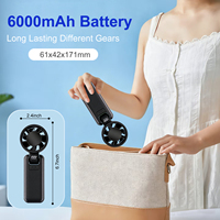 Ventilateur portatif pliable à grande vitesse, rechargeable, batterie 6000 mAh, vent puissant, mini-refroidissement, angle réglable, faible bruit, 25h