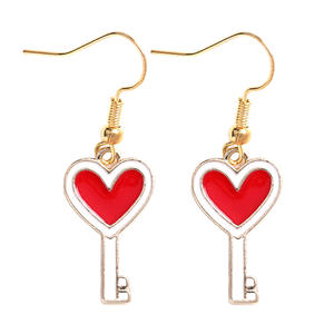 Korean simple cartoon earrings <b>heart</b>-<b>shaped</b> poker earrings wholesale fresh cartoon student children short earrings - Product Image 1