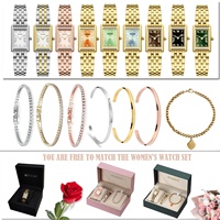 Ensemble de montres pour femmes de luxe, style antique, logo personnalisé OEM, bracelet en acier inoxydable, montre femme, mouvement à quartz japonais Miyota, montre dorée pour femme
