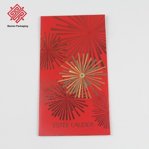 Enveloppe rouge personnalisée avec impression feu d'artifice en feuille d'or, luxe, cosmétique, entreprise, nouvel an, pochette à argent, cadeau, paquet rouge - Product Image 1