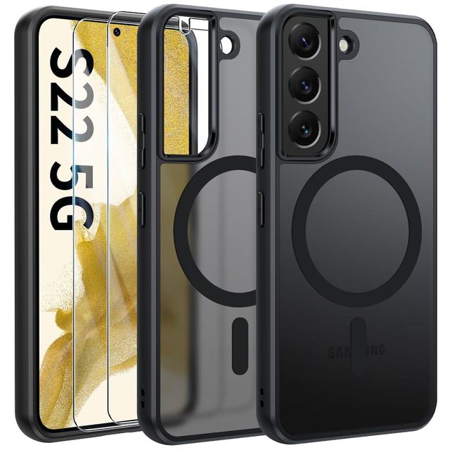 with Tempered Glass Camera protection Magnetic Phone Case for Samsung Galaxy S23 S24 S25 S26 Translucent Matte Protective case