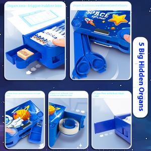 韩版2025耐用学生创意塑料密码锁拉链铅笔袋大容量可折叠学校铅笔盒 - Product Image 6