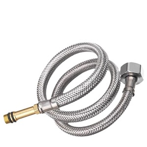 Tuyau d'alimentation en eau tressé en acier inoxydable, 4 points, 304, pour machine à laver, raccordement de robinet chaud et froid - Product Image 1