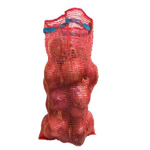 Sacs en filet tubulaire rouge en PP avec cordon de serrage pour oignons, sac en filet Leno avec étiquette pour oignons - Product Image 2