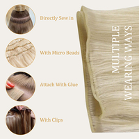 Genius-Extensions de Cheveux Gris Balayage à Platine Blonde, 18 Pouces, 50g, à Coudre, pour Femme, Invisible