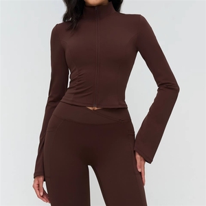 Nueva Parte Superior Deportiva Personalizada para Mujer, de Yoga, con Cremallera, Corte Acampanado, Sensación de Segunda Piel, Cuello Alto, Manga Larga, para Actividades al Aire Libre - Product Image 6