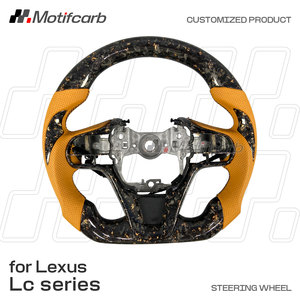 Volante de Fibra de Carbono Forjado Personalizado para Lexus LC 500 500h Coupé 2016-2026 con Empuñaduras de Cuero Perforado Naranja - Product Image 2
