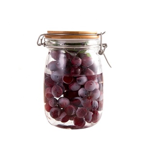 Bocaux de rangement en verre avec couvercle en bambou, lot de 10 pièces, pour conserver la nourriture, transparents, hermétiques - Product Image 1