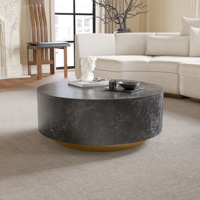 Table basse ronde moderne en MDF marbré avec tiroir, en stock aux États-Unis, livraison directe, par VOXHOME