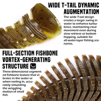Leurre souple de pêche Ripple Leech à nervures, profil réaliste de sangsue avec nervures en arêtes de poisson, leurre flexible anti-herbe en forme de ver