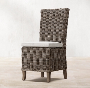 Table et chaises de salle à manger d'extérieur, base en teck, plateau en béton, table ronde, ensemble de salle à manger en rotin pour hôtel, patio, fauteuil d'extérieur - Product Image 5