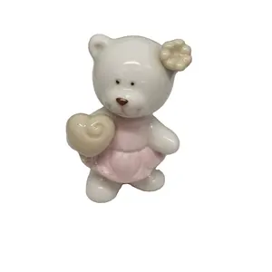antique ceramic figurine for home decor bear taking heart Choice enamel