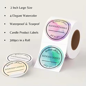 Etiquetas Redondas para Velas Aromáticas, Pegatinas de Papel Autoadhesivas, Diseño Hecho a Mano con Amor, para Regalos y Empaques Artesanales - Product Image 2