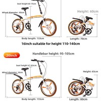 Nouveau Vélo de Montagne Pliant à Suspension Douce de 20 Pouces à Vitesse Variable avec Freins à Double Disque, Cadre en Alliage d'Aluminium et Fourche à Suspension; Adulte