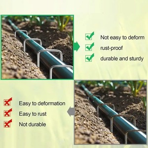 Juego de 10 Estacas Metálicas en Forma de U de Alta Resistencia para Fijar Cercas, Barreras Contra Malezas y Jardines - Product Image 6