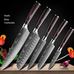 Snijden Goedkope Luxe Mes Set Groothandel Fabrikant Rvs Damascus Thuis Bestek Steak Keuken Mes Set