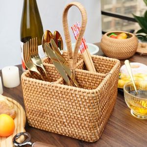 อุปกรณ์จัดเก็บหวายแฮนด์เมดพร้อมเสน่ห์แบบชนบทวิธีการจัดเก็บบนโต๊ะอาหารที่ใช้งานได้จริงสำหรับห้องนั่งเล่นหรือสถานที่จัดงาน - Product Image 6
