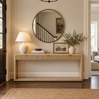 Console moderne en chêne avec rangement cannelé et tiroirs pour entrée, couloir, salon, hôtel, maison