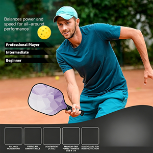 Palas y pelotas de pickleball de grafito duraderas para principiantes con textura mate y alto efecto giratorio. Incluye 2 palas con bolsa de transporte. - Product Image 4