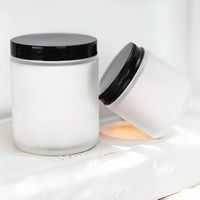 Vente en gros 100ml 200ml clair givré bleu ambre crème pour le visage bougie pot en verre récipient cosmétique avec couvercle en aluminium