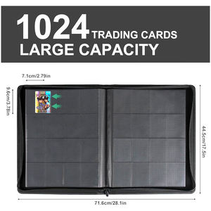 Porte-Cartes TCG Album 16 Poches 1024 Fentes, Classeur Pro en Cuir avec Fermeture Éclair pour Cartes de Sport, Pokémon et MTG - Product Image 2