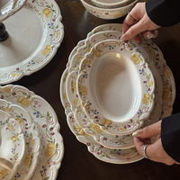 Nieuwe aanwinst: Franse vintage kant-rand keramische serviesset, creatief geëmbossed citroen keramiek dessert- en taartbord