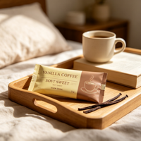 Sachet à fond plat personnalisé avec logo imprimé pour l'emballage de poudre de café, impression par gravure, sachet Mylar haute barrière avec valve