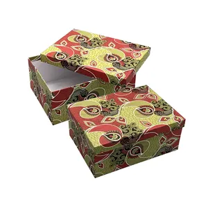 신발 의류 선물을위한 맞춤형 로고 디자인 인쇄의 복잡한 꽃 무늬 2 장 상자