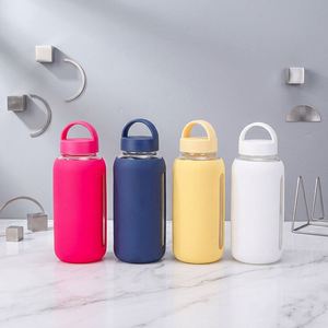 BPA Free 800ml Glass Water Bottle with Silicone Sleeve Eco-Friendly Reusable Drinking Beverage <b>Flask</b> for Sport Gym Outdoors - Product Image 1