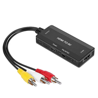 Toptan Mini AV - HDMI Adaptörü 3 RCA CVBS Video Ses Kompozit Dönüştürücü Plastik Siyah PS2 WII N64 DC Kablo Aksesuarları için