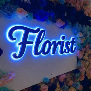 Enseigne LED rétroéclairée couleur or personnalisable, enseigne lumineuse en métal et acrylique, lettres et chiffres lumineux Halo, signalétique 3D, logo d'entreprise - Product Image 6