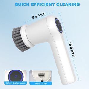 Cepillo Eléctrico 4 en 1 con Pantalla LED USB para Lavar Platos, con Cerdas de Nylon y Mango de ABS para Limpieza de Fregaderos - Product Image 2
