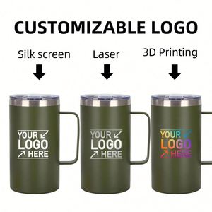 Custom logo 24oz Vacuum 304 Stainless Steel Insulated Camping Tumbler <b>Cup</b> <b>Large</b> Capacity Portable Travel Coffee Mug with Handle - Product Image 6