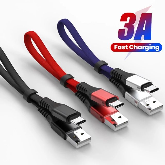 Usb Type C Cable 1M 2M 3M Fast Charging Type C Flat Braided Data Cables Mobile Charging Wire