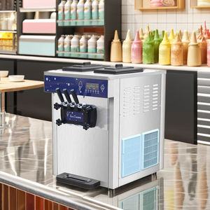 Machine à crème glacée commerciale debout libre 3 saveurs Machine à crème glacée molle Fastfood Restaurant utiliser la sorbetière - Product Image 3