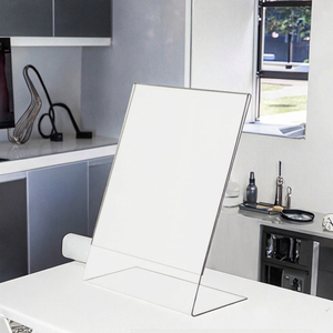 Modern Acrylic Display Stand Vertical <b>Desktop</b> Leaning <b>Shelf</b> Pre-Assembled Light Weight Plastic One <b>Shelf</b> - Product Image 3